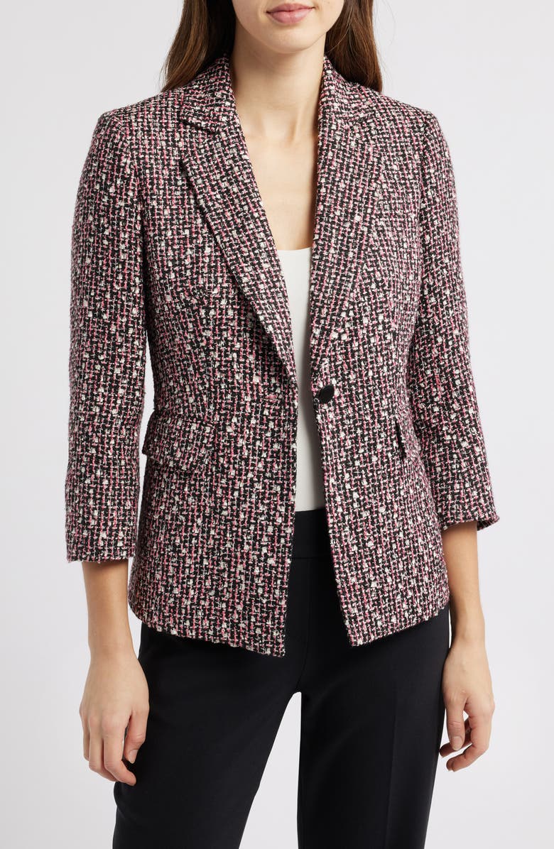 Anne Klein One Button Tweed Blazer, Main, color, 
