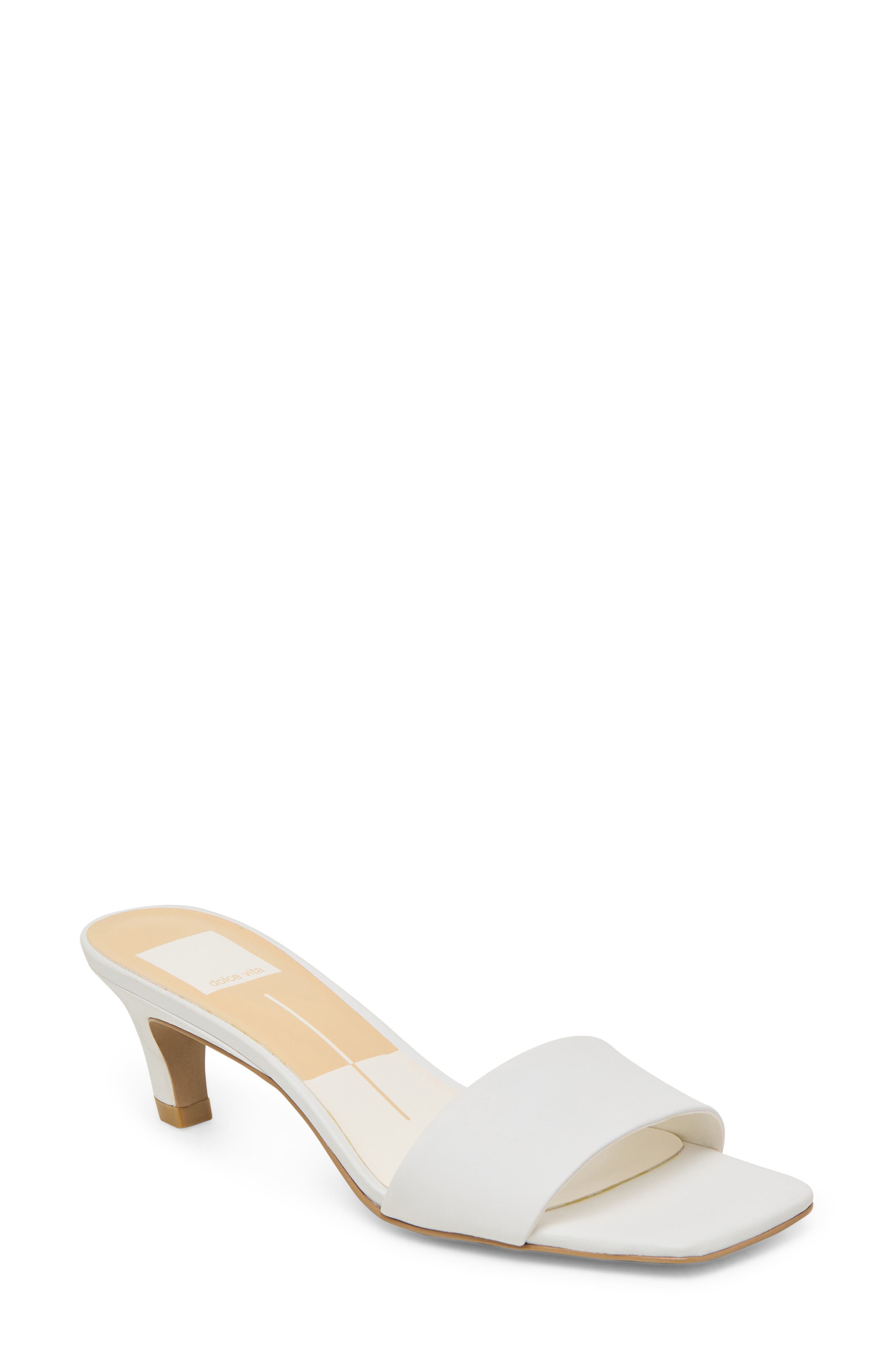 Dolce Vita Rexa Kitten Heel Slide Sandal, Main, color, True White Leather
