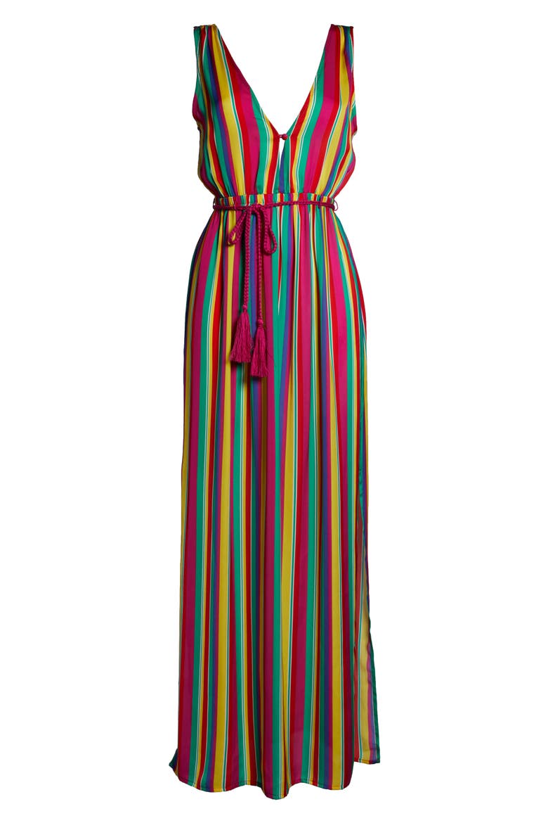 BB Dakota N the Rainbows Stripe Maxi Dress, Alternate, color, RAINBOW SORBET