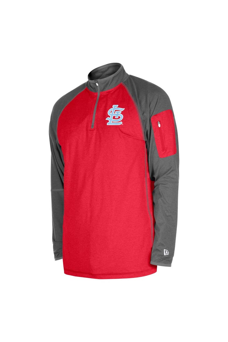 Men's New Era Red St. Louis Cardinals Father's Day Raglan Quarter-Zip Top, Alternate, color, Red