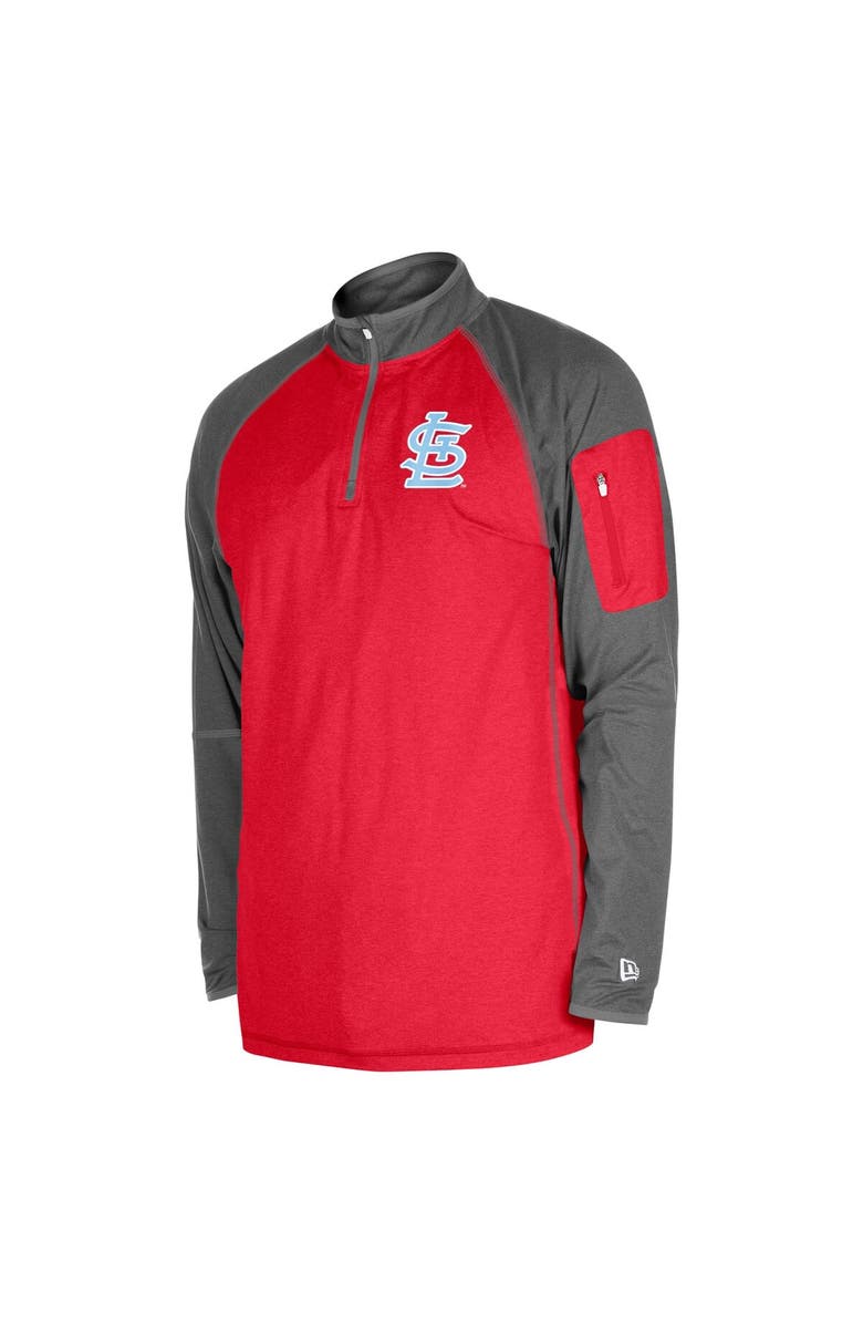 New Era Men's New Era Red St. Louis Cardinals Father's Day Raglan Quarter-Zip Top, Alternate, color, Red