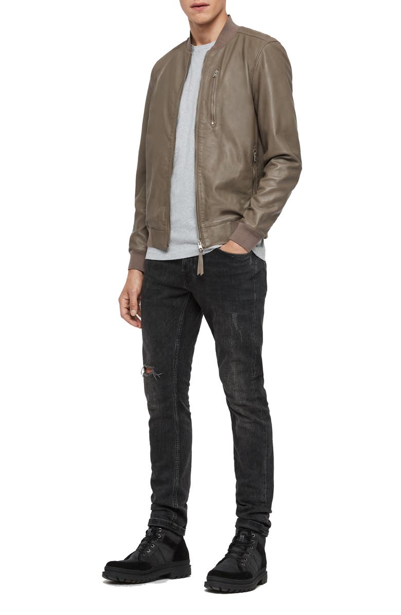 AllSaints Kino Leather Bomber Jacket, Alternate, color, 