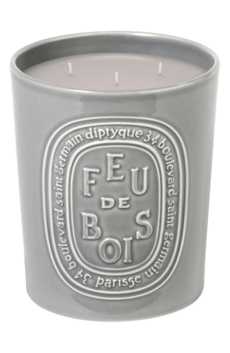 Diptyque Feu de Bois (Fire Wood) Large Scented Candle, Main, color, Grey Vessel