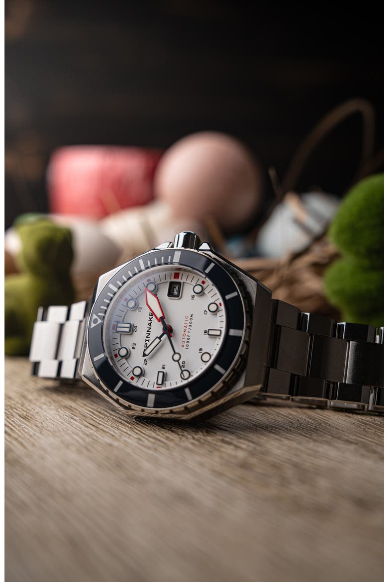 Dumas Automatic Bracelet Watch, 44mm, Alternate, color, WHITE