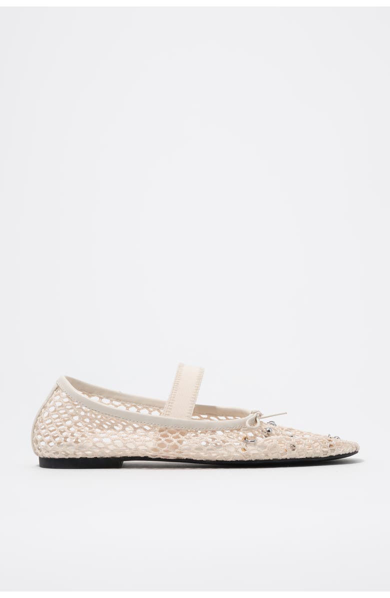 Bimba y Lola Mesh Ballerina Flats with Metal Details, Main, color, Off White
