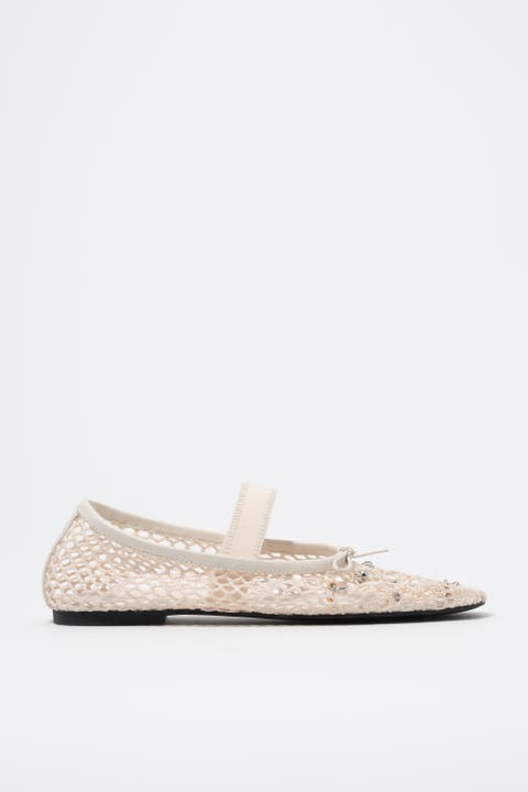 Mesh Ballerina Flats with Metal Details