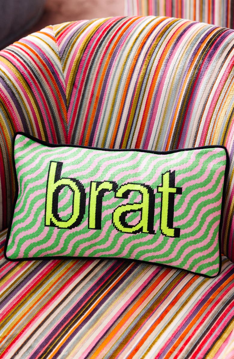 Furbish Brat Needlepoint Pillow, Alternate, color, Brat