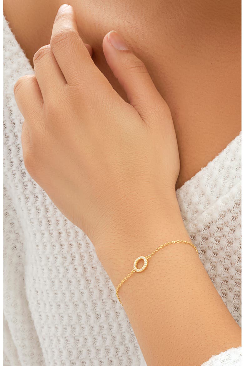CZ Open Circle Chain Bracelet, Alternate, color, GOLD