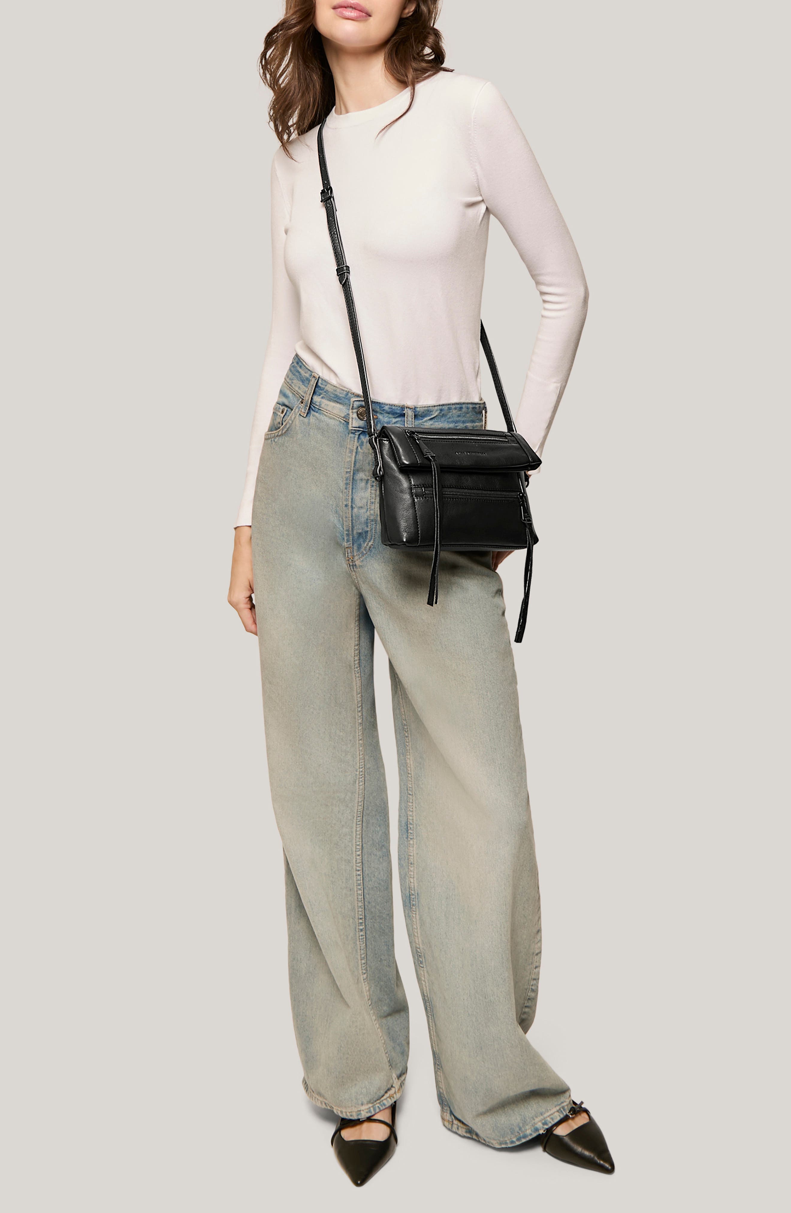 AIMEE Crosstown Double Entry Leather Crossbody Bag, Alternate, color, 