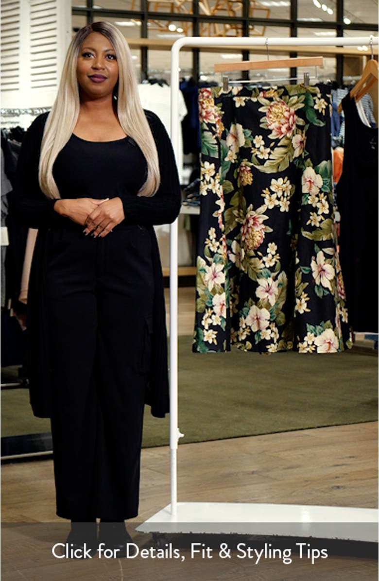 Tambuto Floral Linen & Cotton A-Line Skirt, sales video thumbnail