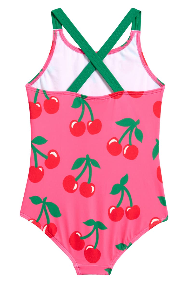 Kids' Cherry Print One-Piece Swimsuit, Alternate, color, SORBET PINK CHERRIES