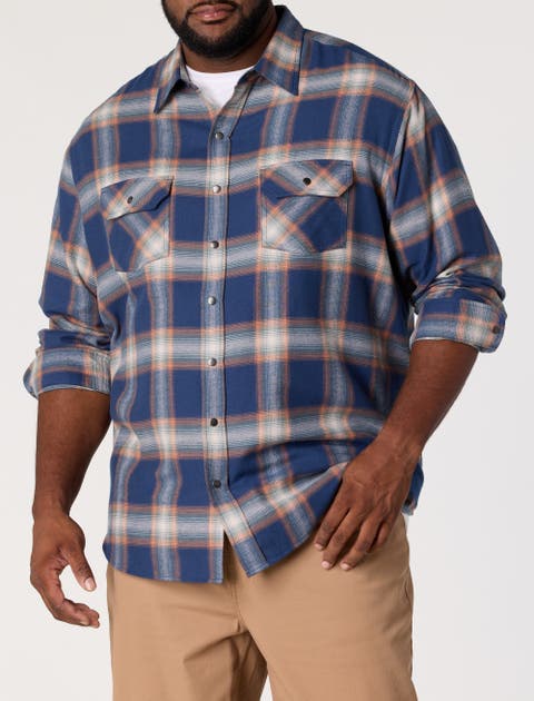 Big & Tall Large Plaid Flannel Sport Shirt V6
