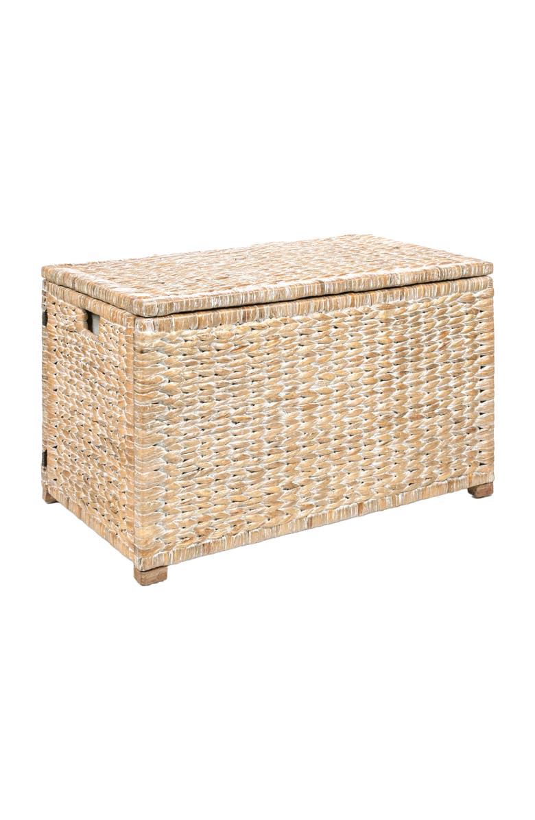 HAPPIMESS Anada Handwoven Wicker Weave Storage Trunk, Main, color, White Wash