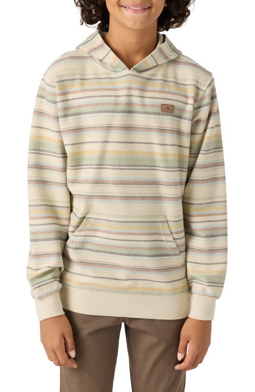 O'neill Kids' Bavaro Blanket Stripe Pullover Hoodie In Light Khaki