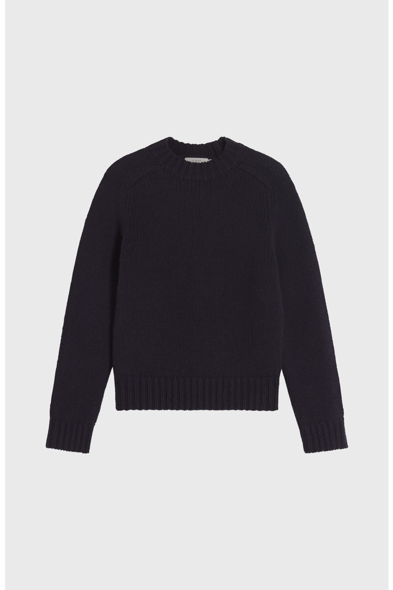 Knit Wool Crewneck Sweater, Alternate, color, Dark Navy