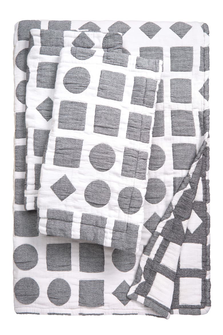 Shapes Jacquard Coverlet & Sham Set, Alternate, color, BLACK/ WHITE