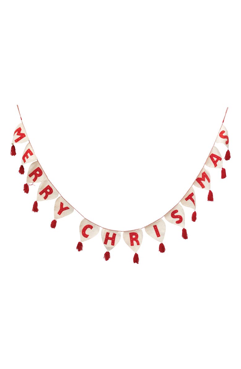 Creative Co-Op Felt Merry Christmas Banner, Main, color, 