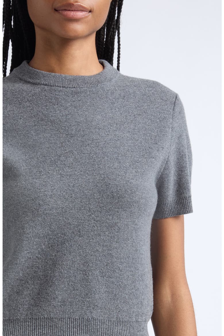 Short Sleeve Wool & Cashmere Sweater with Removable Collar, Alternate, color, MIX CASH LINGERIE