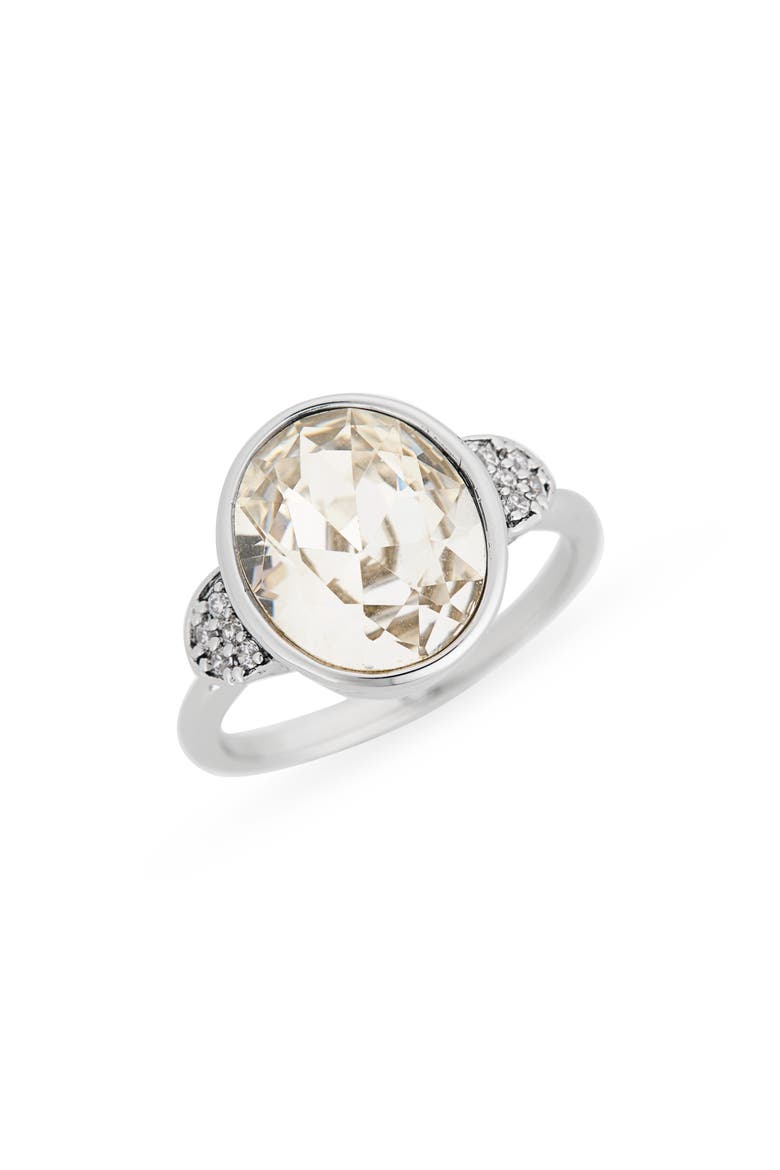 Long Oval Ring, Main, color, CLEAR/ SILVER
