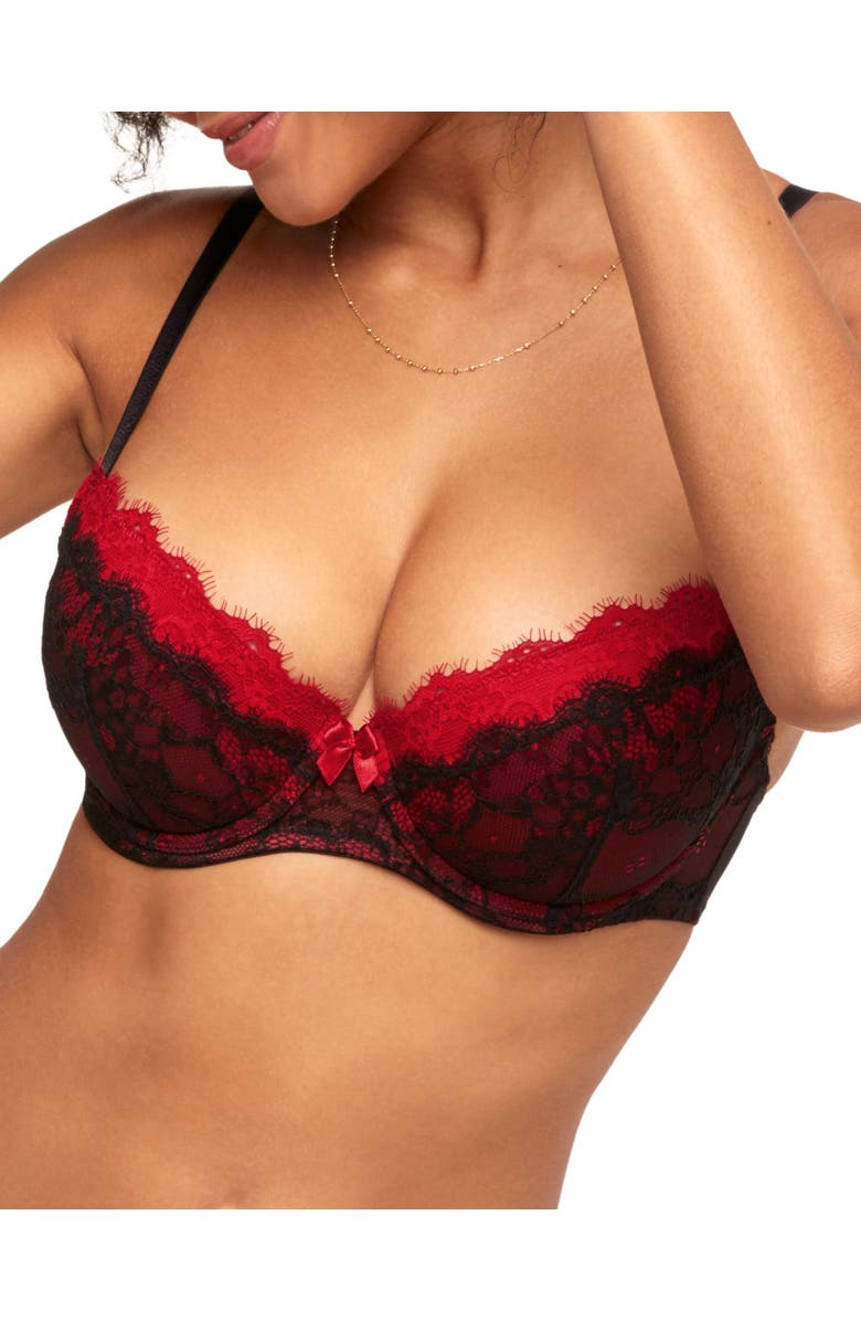 Adore Me Emanuelly Push Up Balconette Bra, Main, color, Black