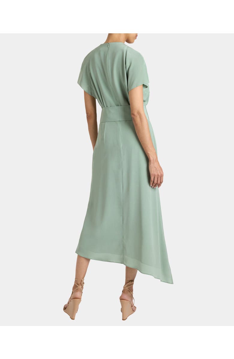 Santorelli HALEY Cap Sleeve Silk Faux Wrap Hi Lo Midi Dress, Alternate, color, 