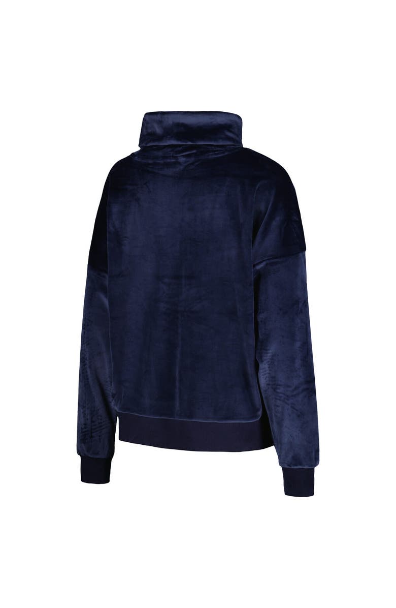 DKNY SPORT Women's DKNY Sport College Navy Seattle Seahawks Deliliah Rhinestone Funnel Neck Pullover Sweatshirt, Alternate, color, 