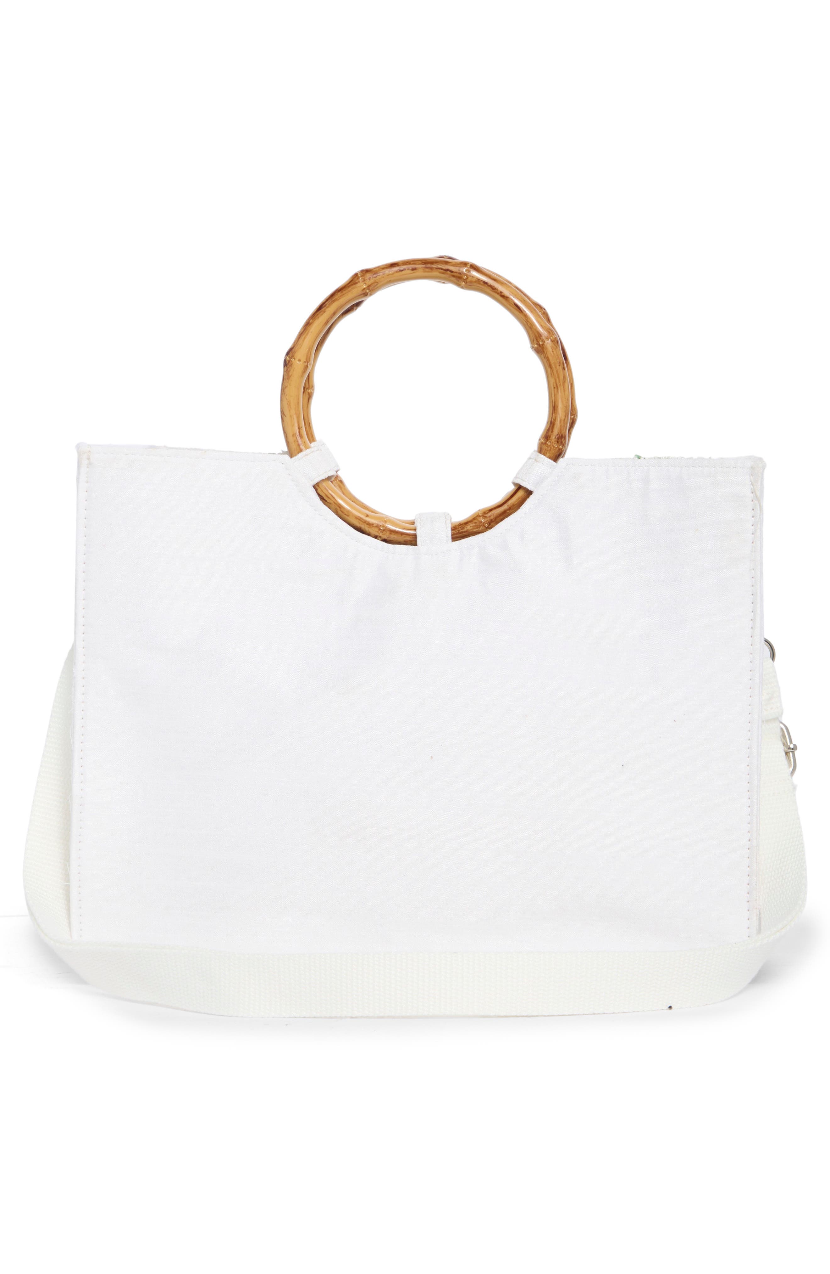 Collection XIIX Lemon Beaded Ring Handle Tote Bag, Alternate, color, Lemon