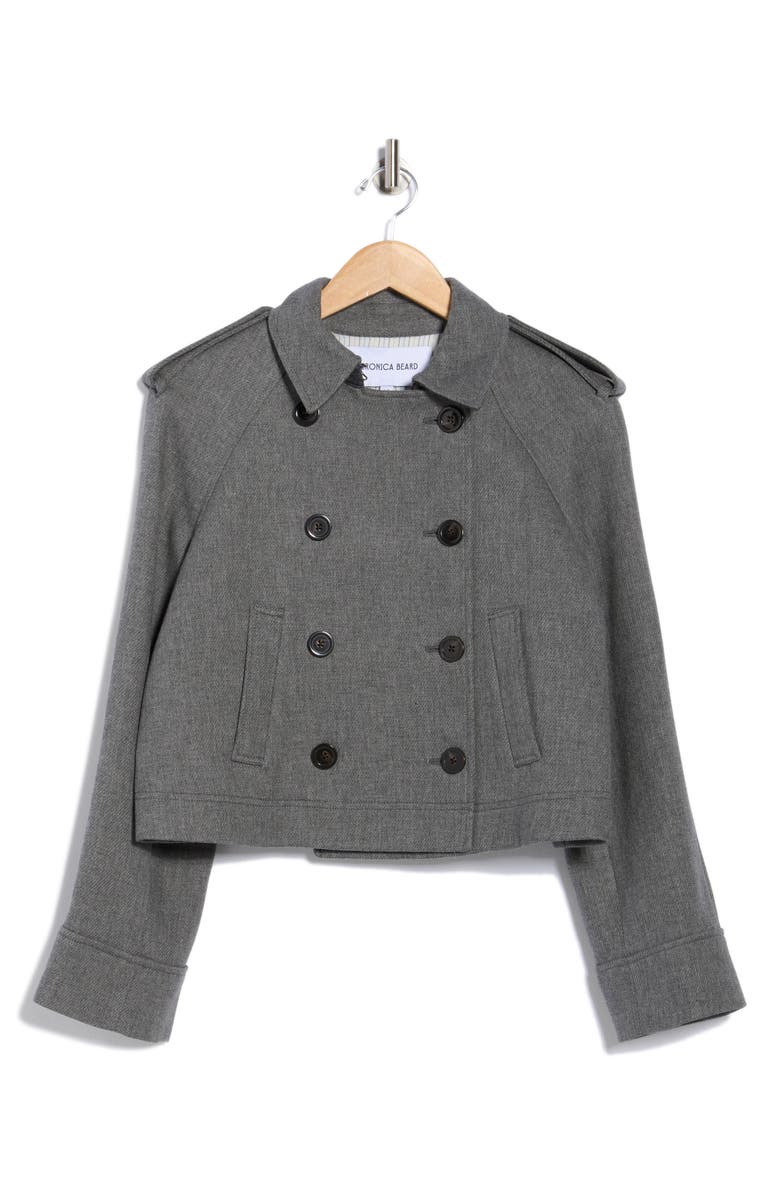 Veronica Beard Conneley Crop Trench Coat, Alternate, color, Medium Heather Grey