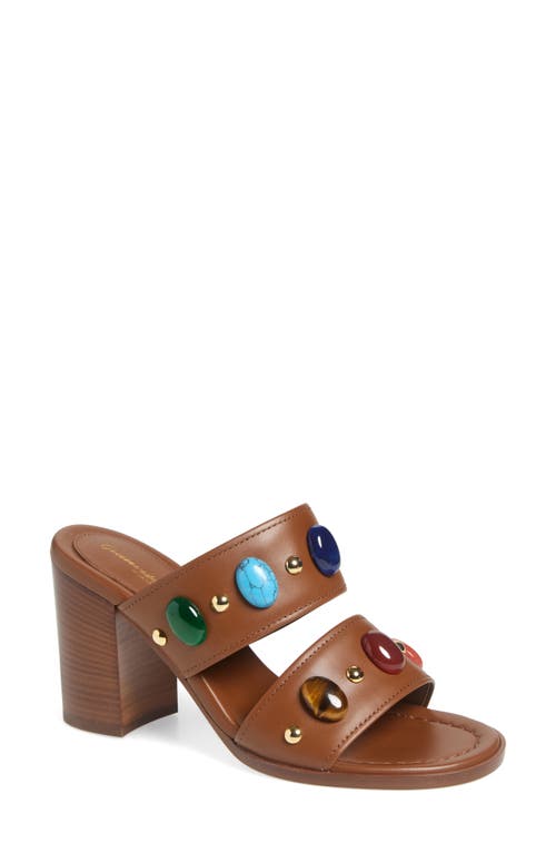 Gianvito Rossi Pebble Crystal Embellished Sandal In Cuoio