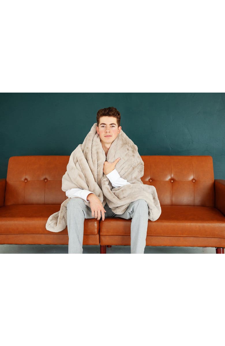 Minky Couture Plush Putty Blanket, Alternate, color, Beige, Brown