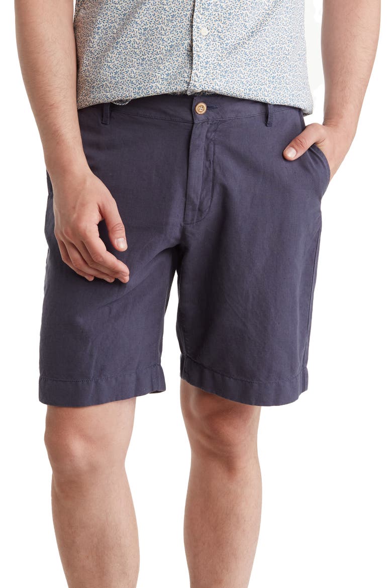 Malibu Linen & Cotton Chino Shorts, Main, color, DARK NAVY