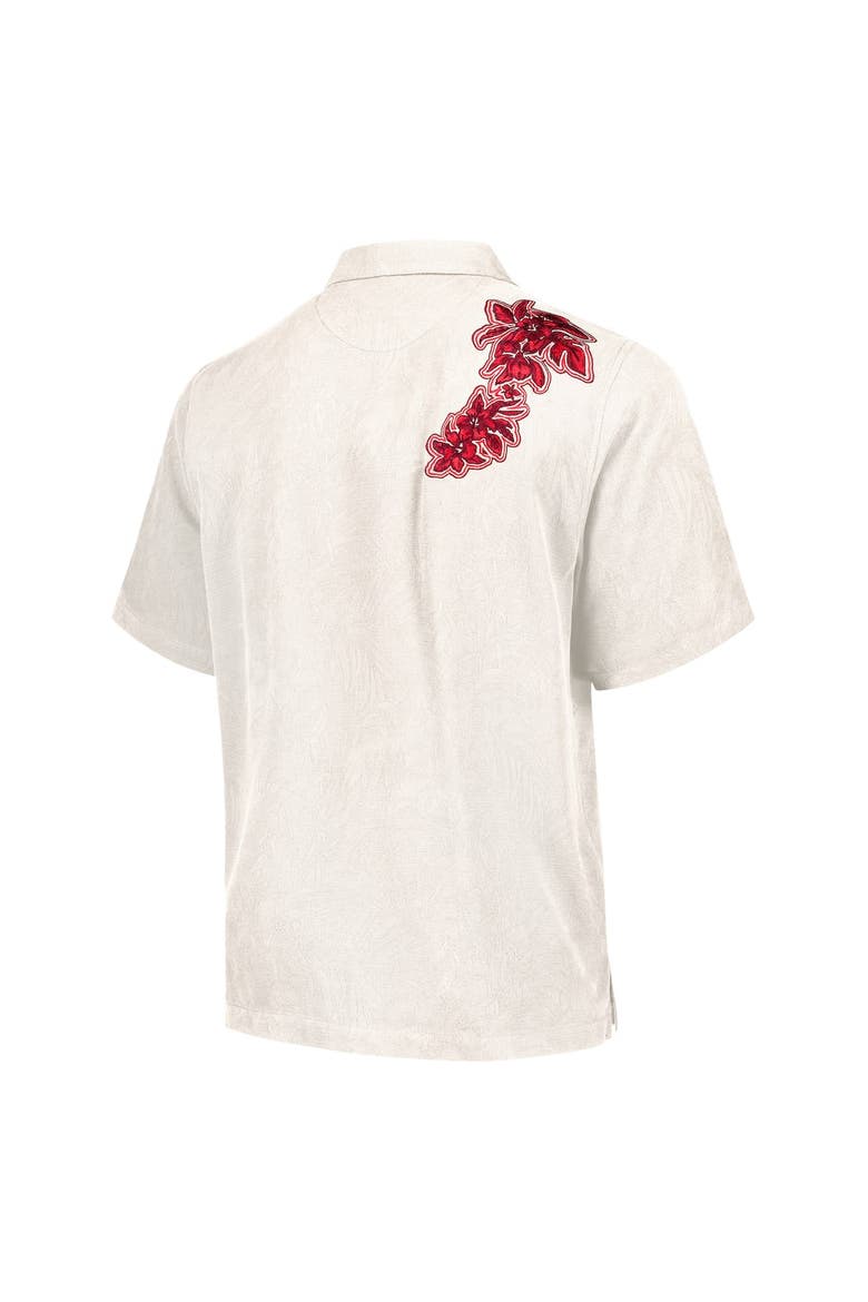 Men's Tommy Bahama Cream Kansas City Chiefs Hibiscus Camp Button-Up Shirt, Alternate, color, Cream