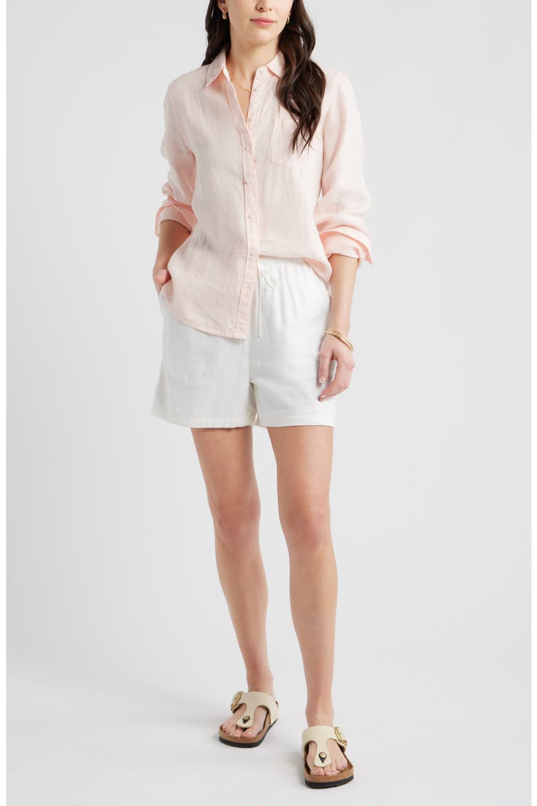 Easy Linen Blend Shorts, Alternate, color, WHITE