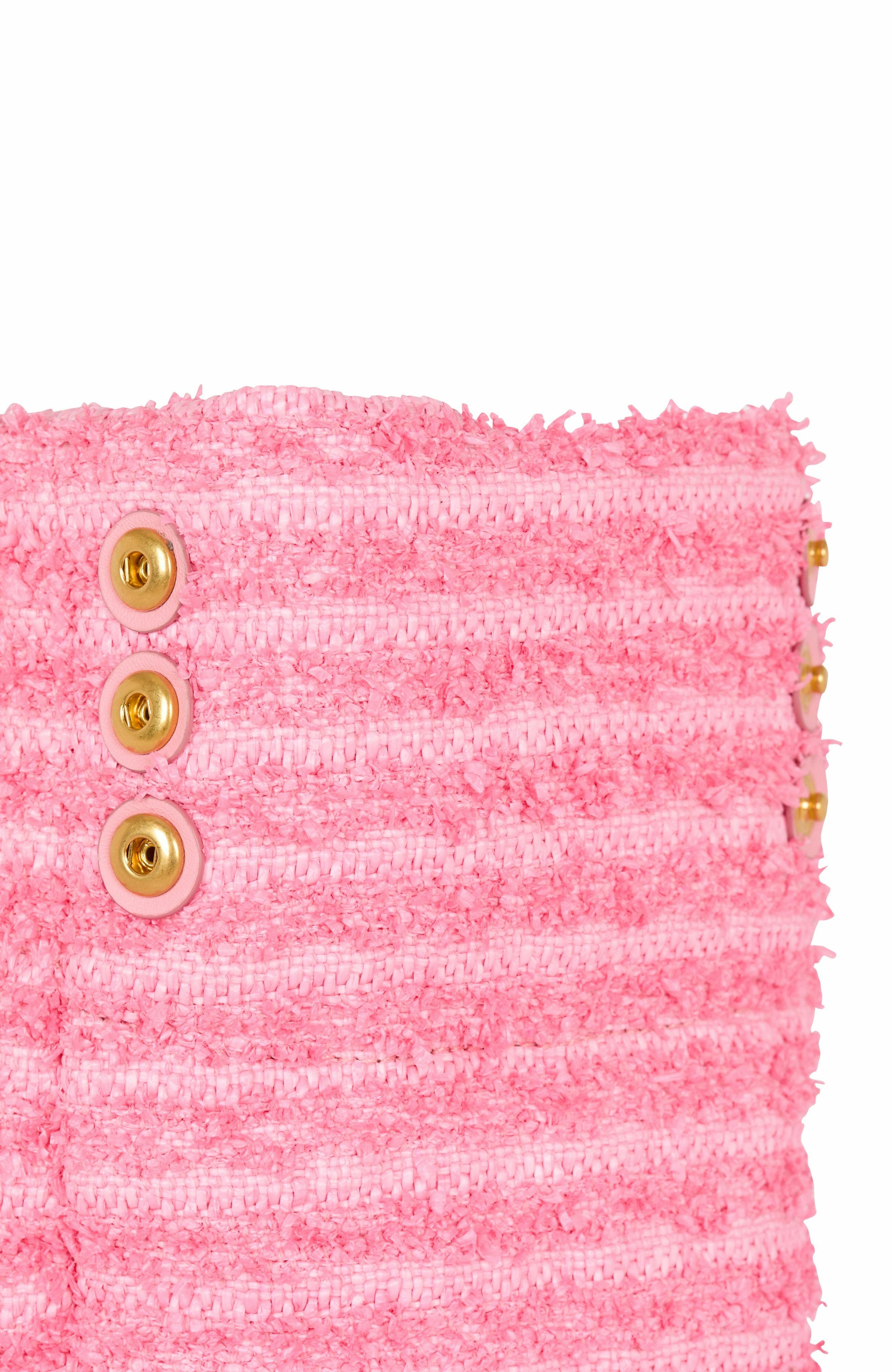 Balmain 1945 Soft Tote In Tweed-Effect Raffia, Alternate, color, 