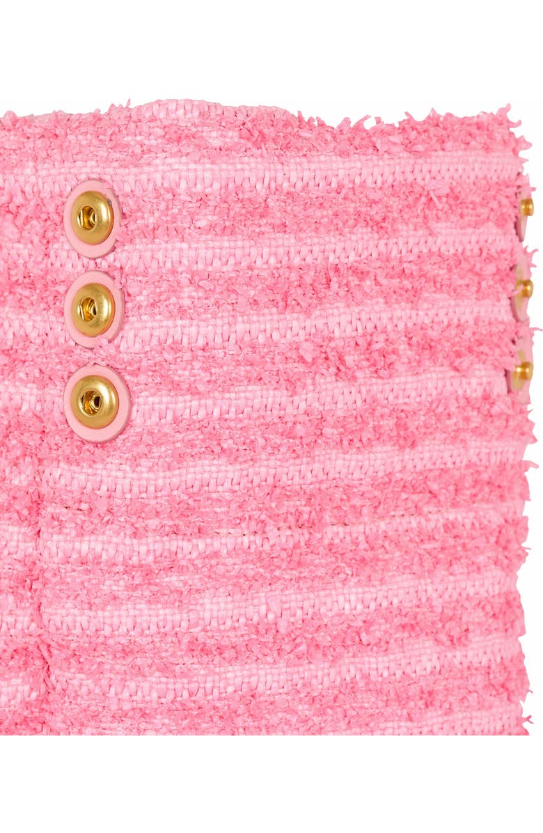 Balmain 1945 Soft Tote In Tweed-Effect Raffia, Alternate, color, Pink