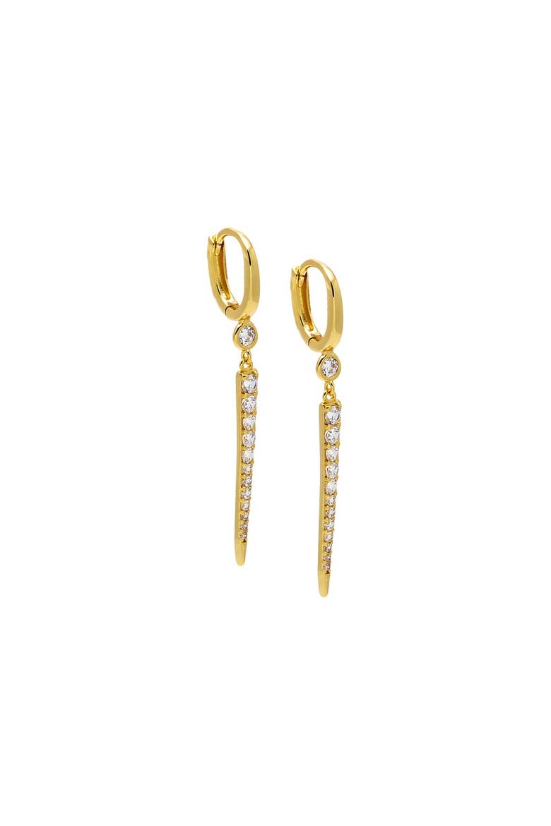 Pave Graduated Dangle Dagger Huggie Earring, Main, color, Gold