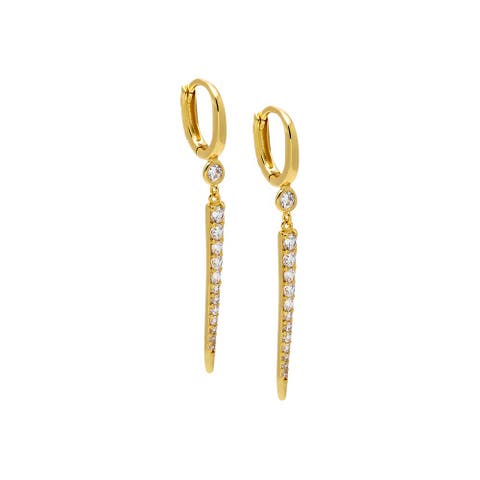Pave Graduated Dangle Dagger Huggie Earring