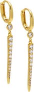 BY ADINA EDEN Pave Graduated Dangle Dagger Huggie Earring