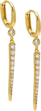 BY ADINA EDEN Pave Graduated Dangle Dagger Huggie Earring
