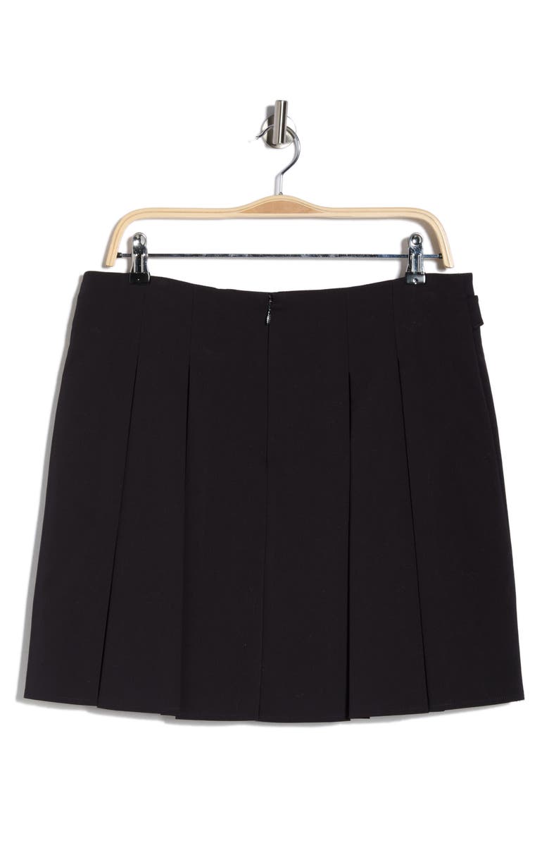 DKNY Pleated Cotton Blend Miniskirt, Alternate, color, Dark Navy