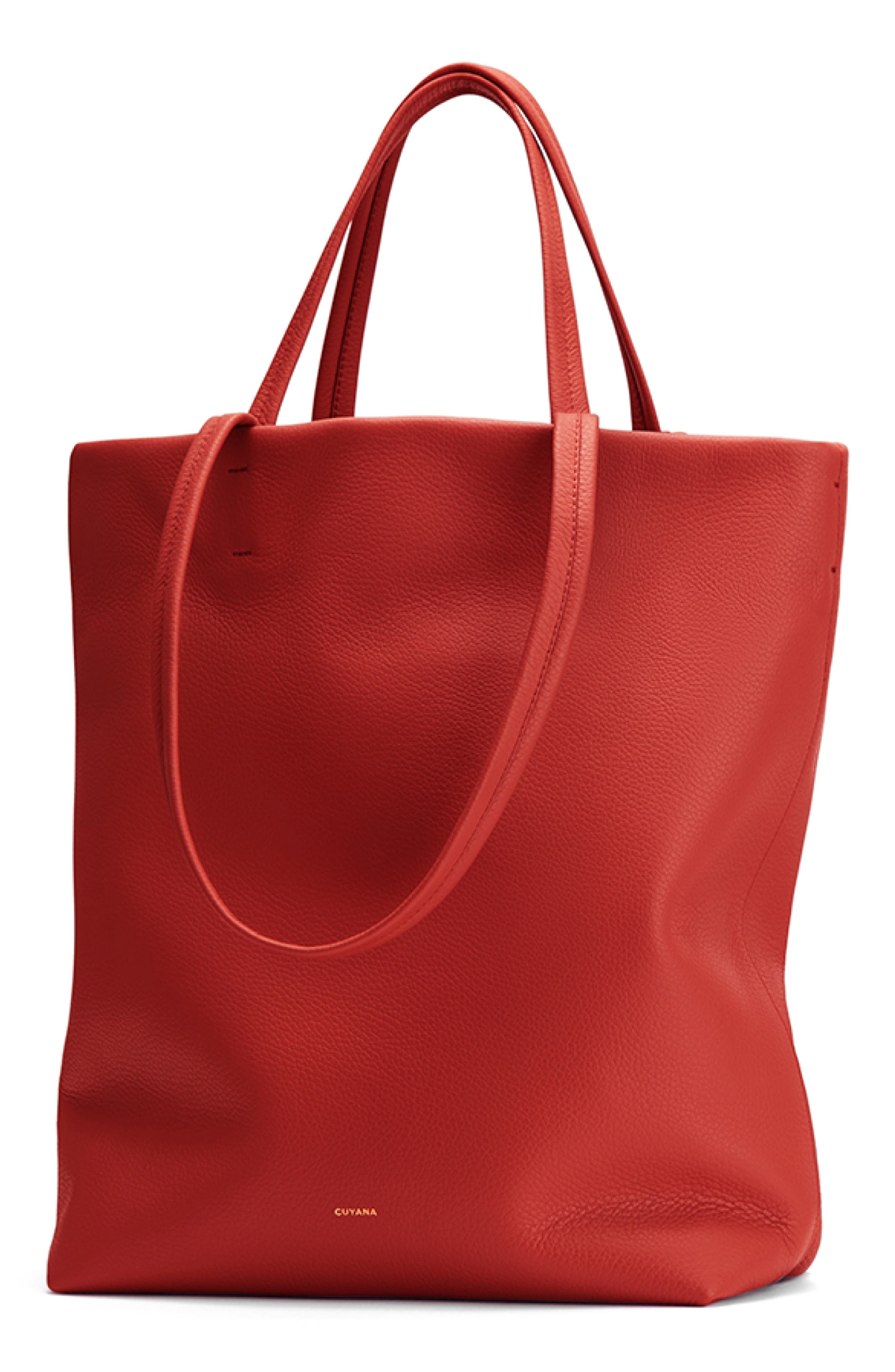 Tall Easy Leather Tote, Alternate, color, CRIMSON