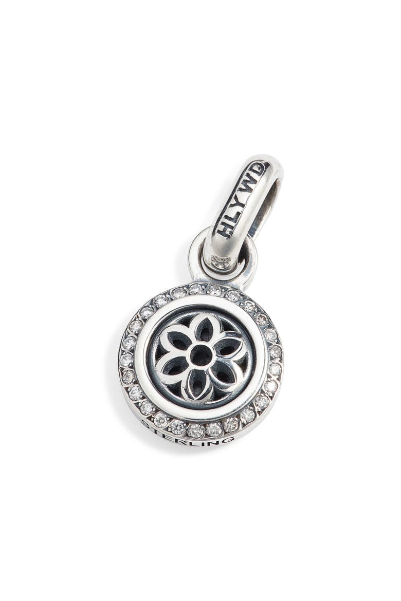 Men's Lotus Diamond Roselle Pendant, Main, color, SILVER/ WHITE DIAMOND