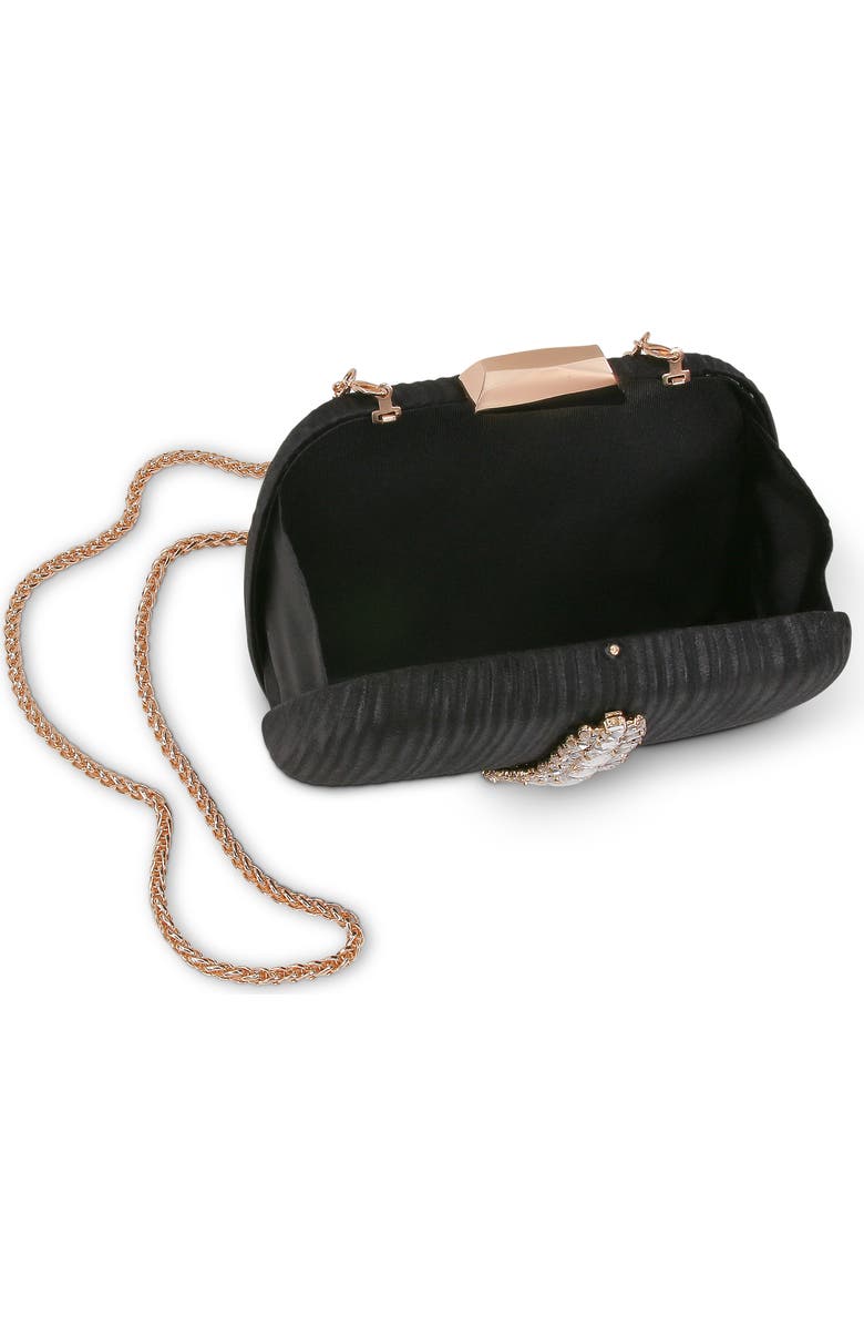 Jewel Badgley Mischka Halo Crystal Panel Minaudiere, Alternate, color, Black