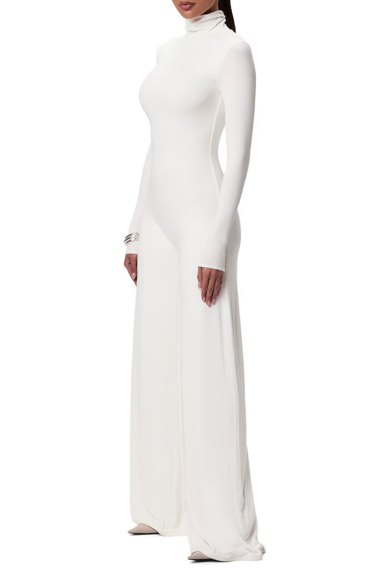 Naked Wardrobe Sculpt Turtleneck Wide Leg Jumpsuit, Alternate, color, White