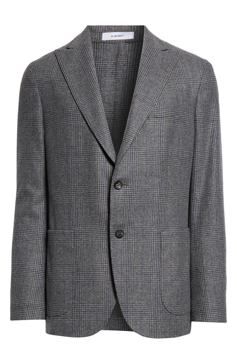 Boglioli Grey Plaid Peak Lapel Virgin Wool Sport Coat, Alternate, color, 