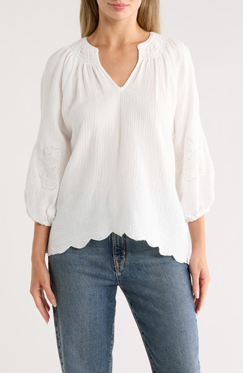 Forgotten Grace Embroidered Top, Main, color, White
