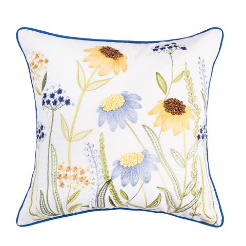 Lovely Blues Spring Sunflower Floral Flowers Accent Throw Pillow, 16" x 16"