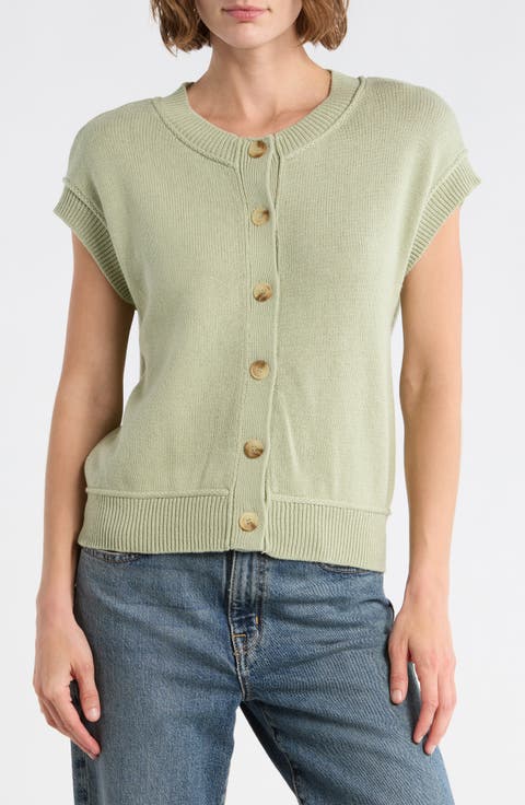 Cap Sleeve Button Front Cardigan