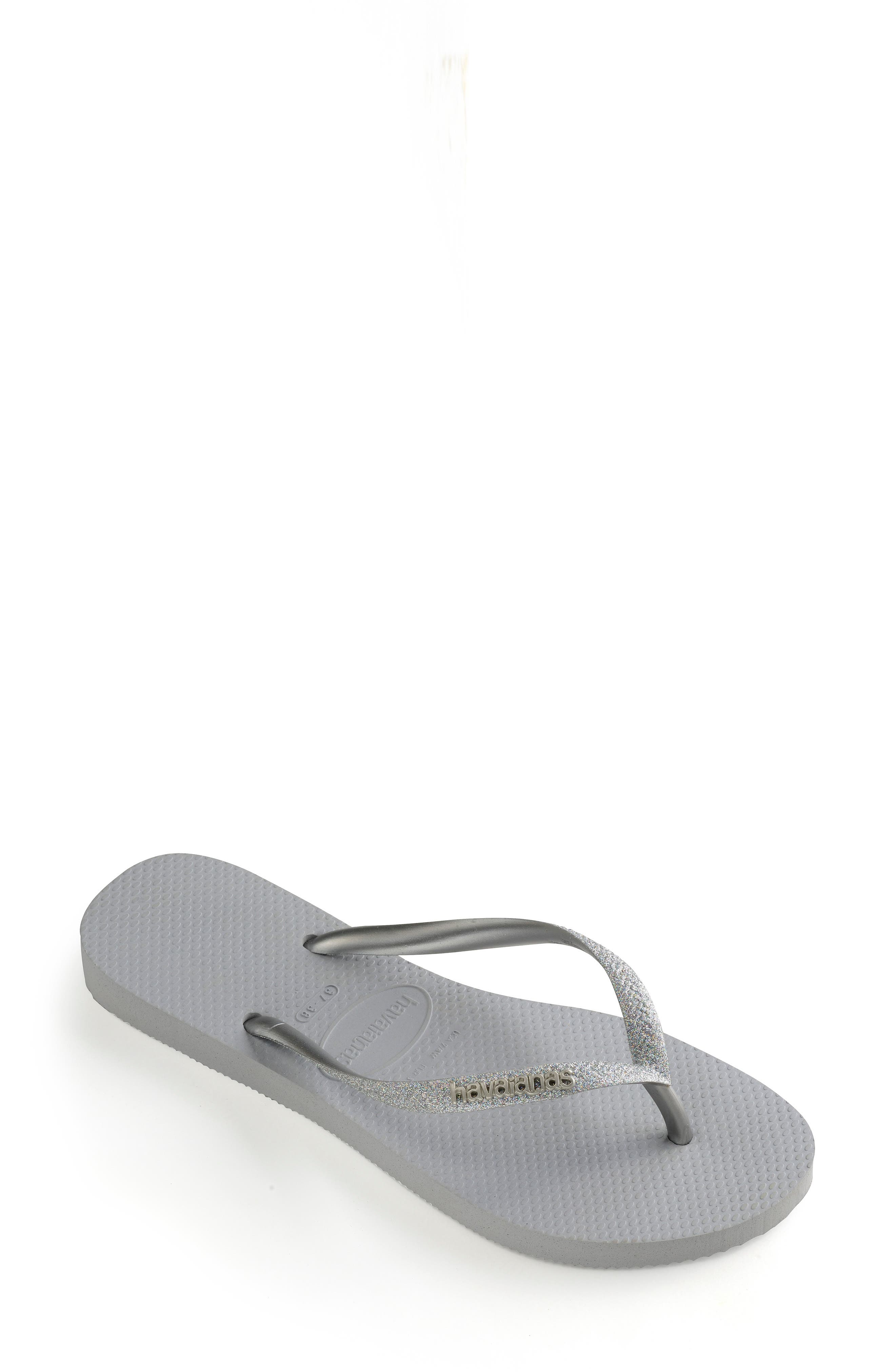 Slim Glitter Flip Flop, Alternate, color, ICE GREY