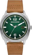 SKECHERS Hewes Three-Hand Leather Strap Watch